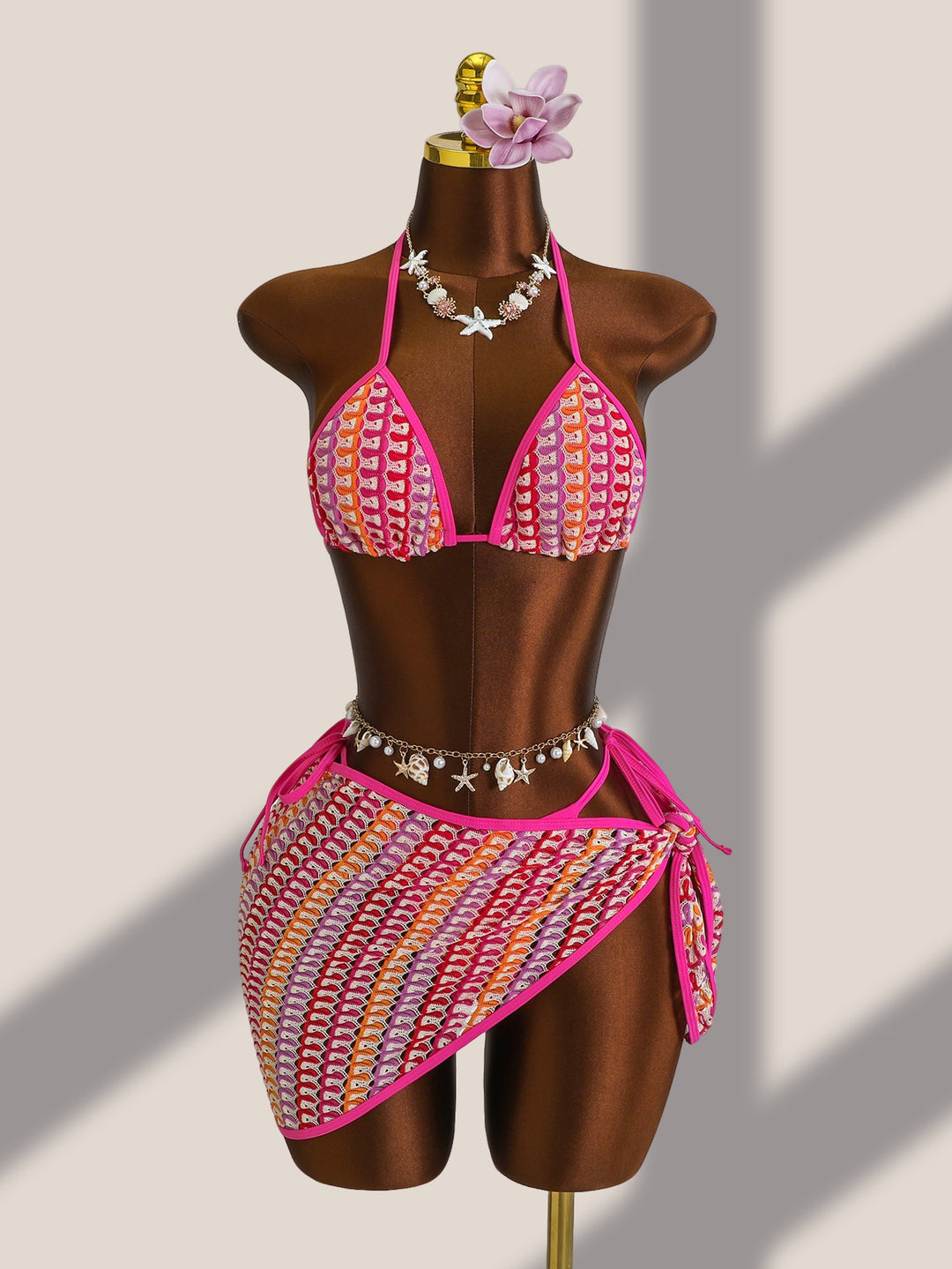 Damen Triangel-Bikini-Set mit modischem Wickelrock EB