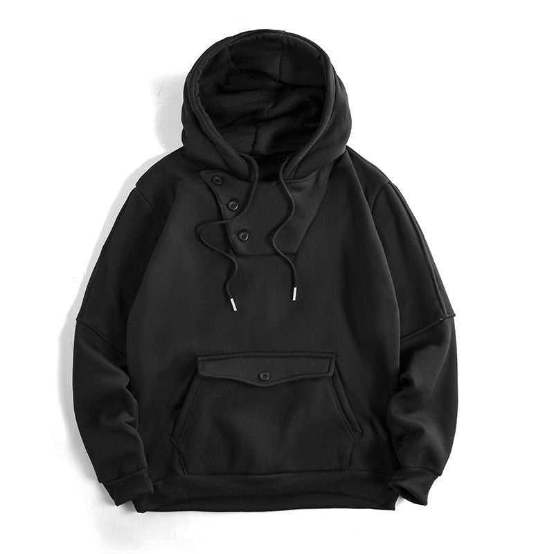 Herren lässiger Kapuzenpullover mit Knopfdetails und praktischen Taschen EB