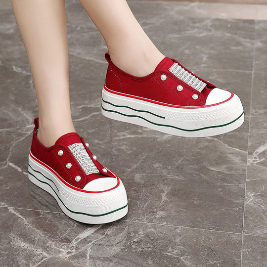 Damen trendige Slip-On Sneakers mit Glitzer-Applikationen EB