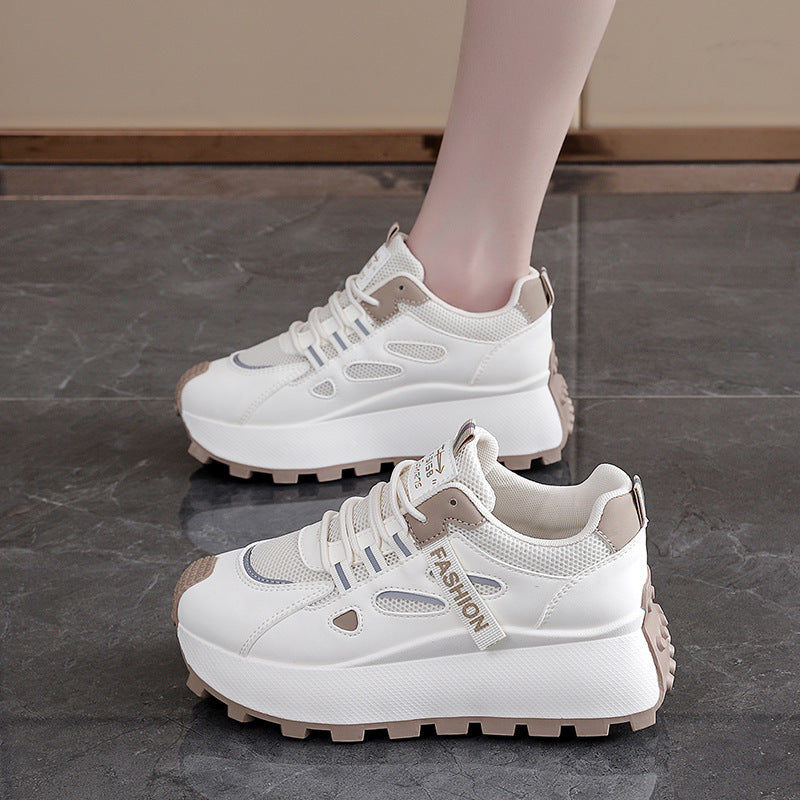 Damen Sneakers mit hohem Plateau und atmungsaktiver Mesh-Oberfläche EB
