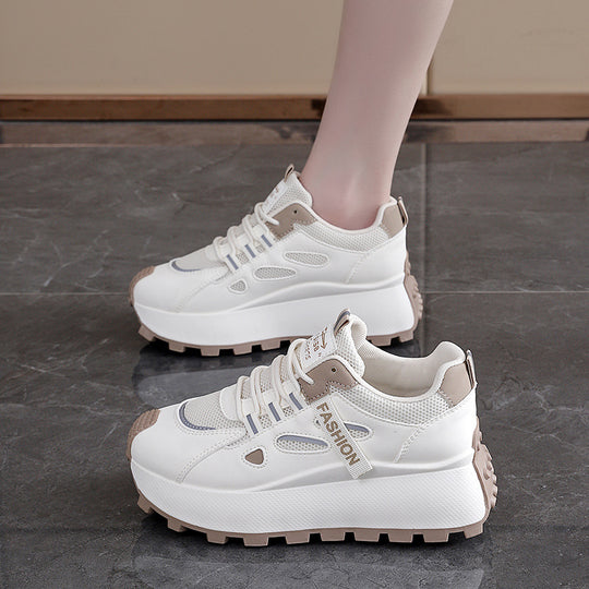 Damen Sneakers mit hohem Plateau und atmungsaktiver Mesh-Oberfläche EB