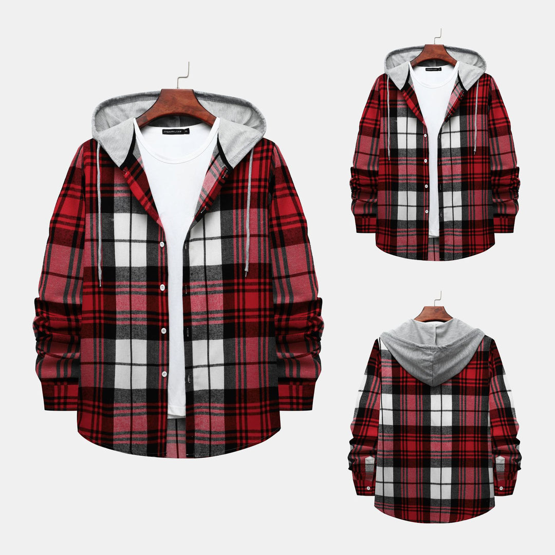 Herren Karohemdjacke mit integrierter Kapuze und modischem Design EB