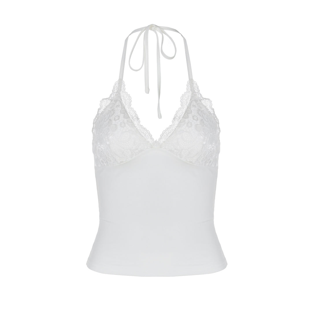 Damen Spitzen-Haltertop mit eleganten Raffungselementen EB