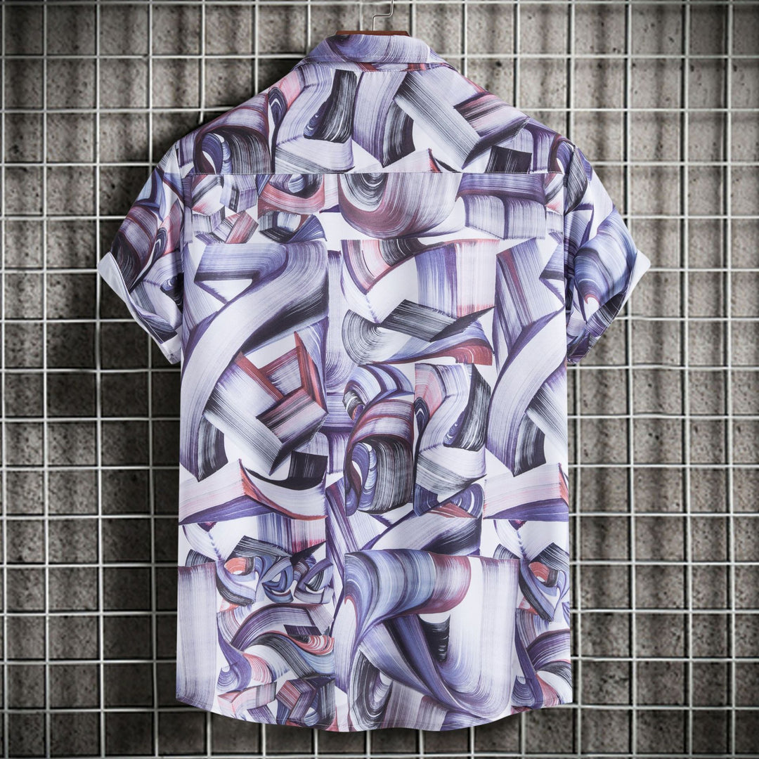 Herren Kurzarmhemd mit modernem, kreativem Grafikdesign EB