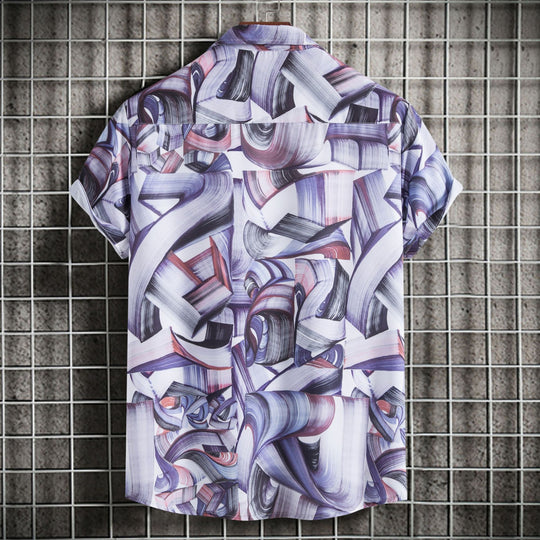 Herren Kurzarmhemd mit modernem, kreativem Grafikdesign EB
