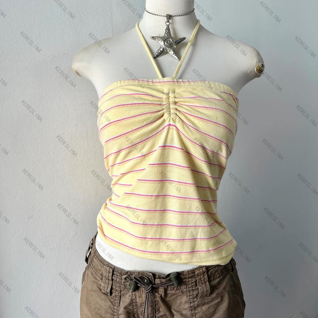 Damen gestreiftes Bandeau-Top EB