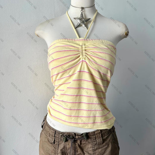 Damen gestreiftes Bandeau-Top EB
