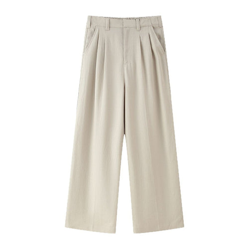 Damen elegante weite Anzughose mit Faltenwurf und hohem Bund EB