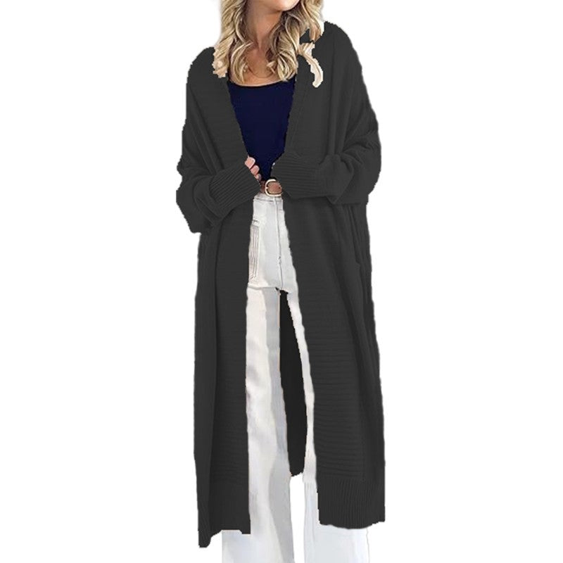 Damen langärmeliger Strickcardigan mit großen Taschen und lässigem Schnitt EB