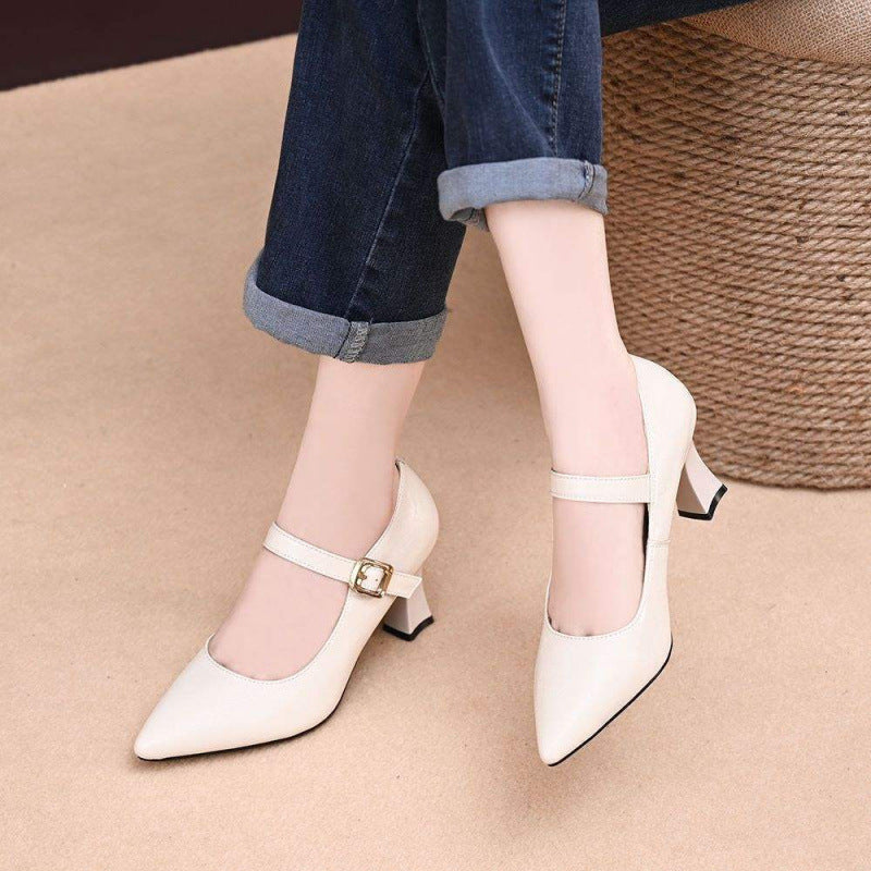 Damen Elegante Mary Jane Pumps mit dezentem Schnallen-Detail EB
