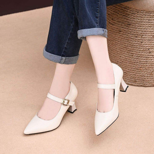 Damen Elegante Mary Jane Pumps mit dezentem Schnallen-Detail EB