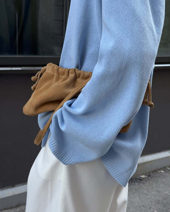 Damen Oversized-Strickpullover mit weitem Arm und raffiniertem Saum EB