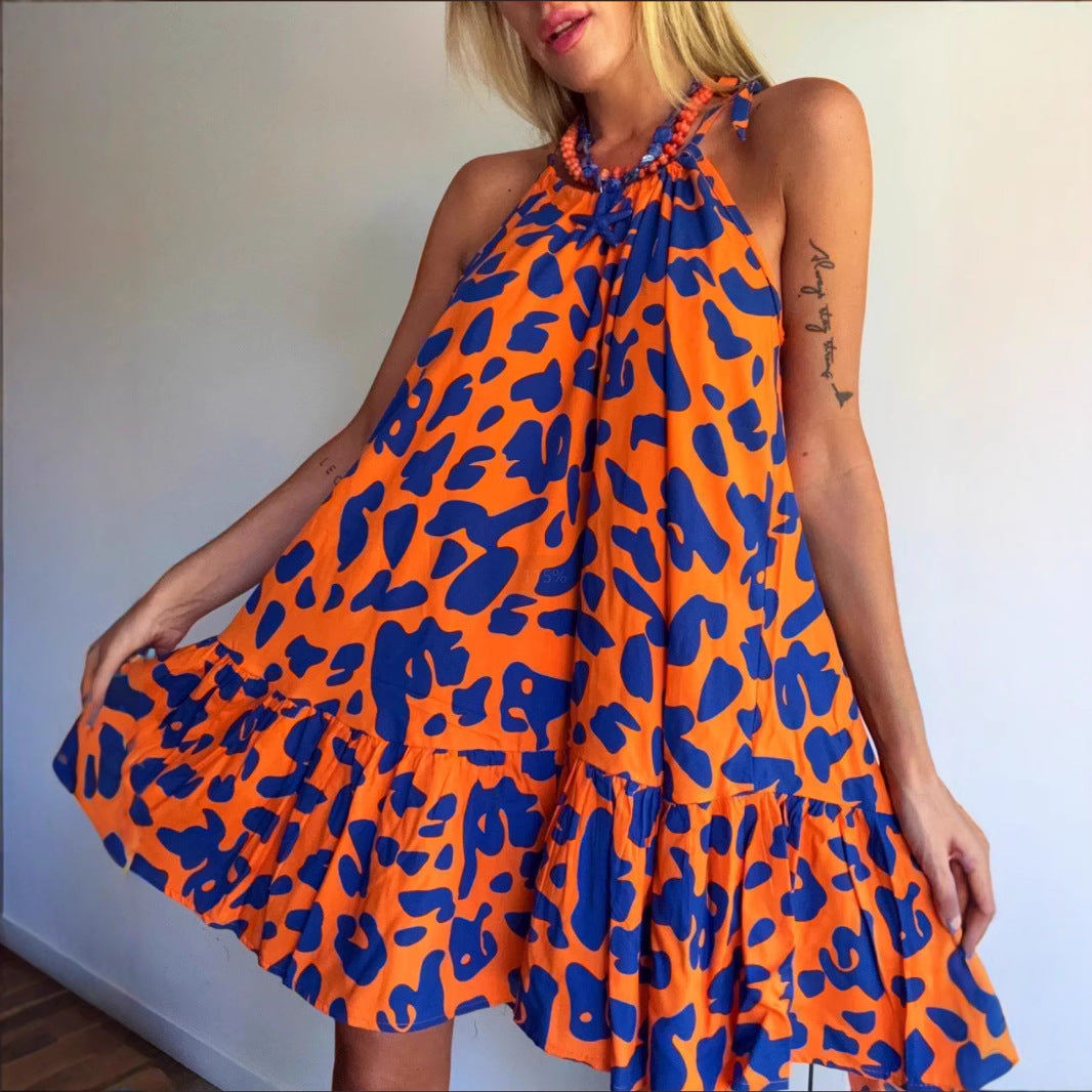 Damen Luftiges Sommerkleid mit asymmetrischem Saum und voluminösen Falten EB