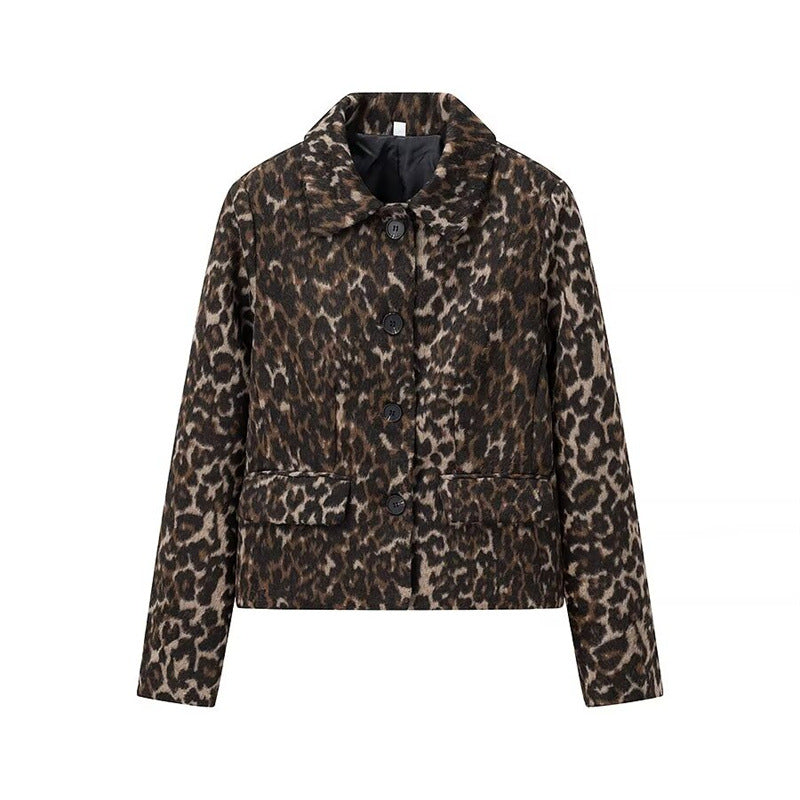 Damen modische Leopard-Print Kurzjacke EB
