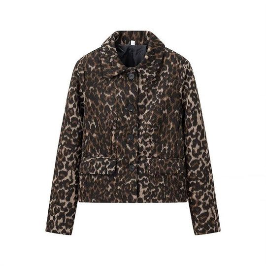Damen modische Leopard-Print Kurzjacke EB