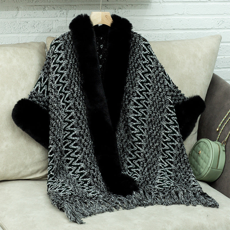Damen Kuschelige Strickjacke mit luxuriösem Kunstfellbesatz EB