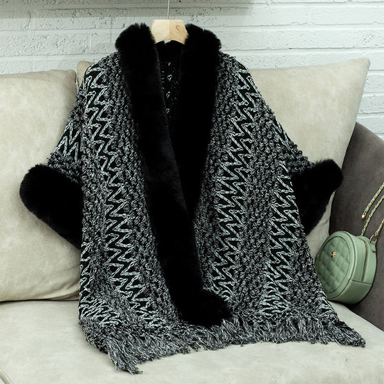 Damen Kuschelige Strickjacke mit luxuriösem Kunstfellbesatz EB