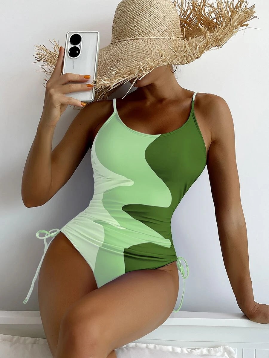 Damen Einteiler-Badeanzug mit verspielten Cut-Outs und floralem Design EB