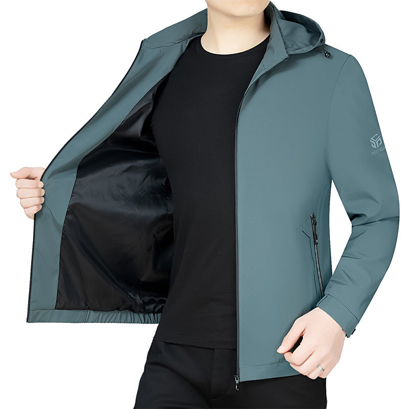 Herren Leichte Kapuzenjacke im urbanen Travel-Style mit Dreiviertelärmeln EB
