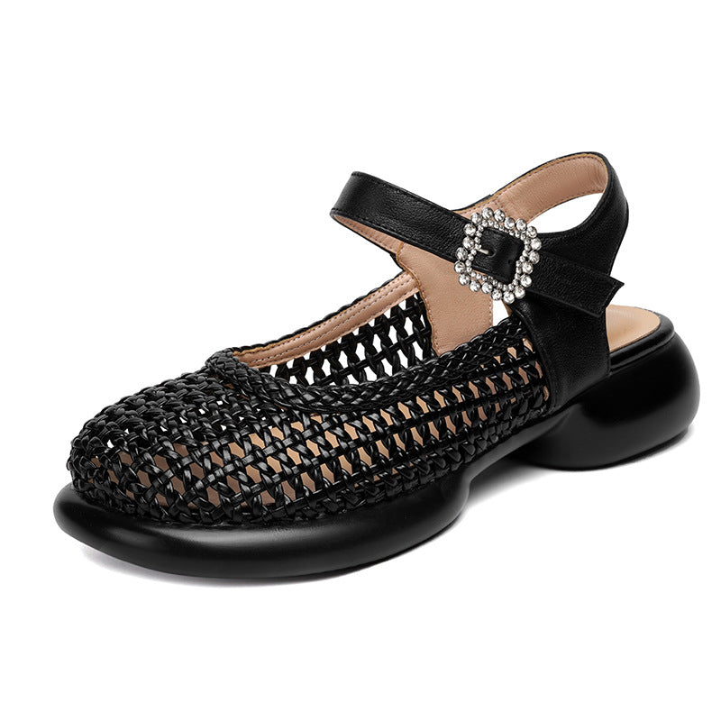 Damen Ballerinas mit modischem Netzdesign und eleganter Schmuckschnalle EB