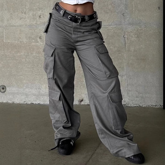 Damen Cargo-Hose mit breitem Schnitt und funktionalen Taschen EB