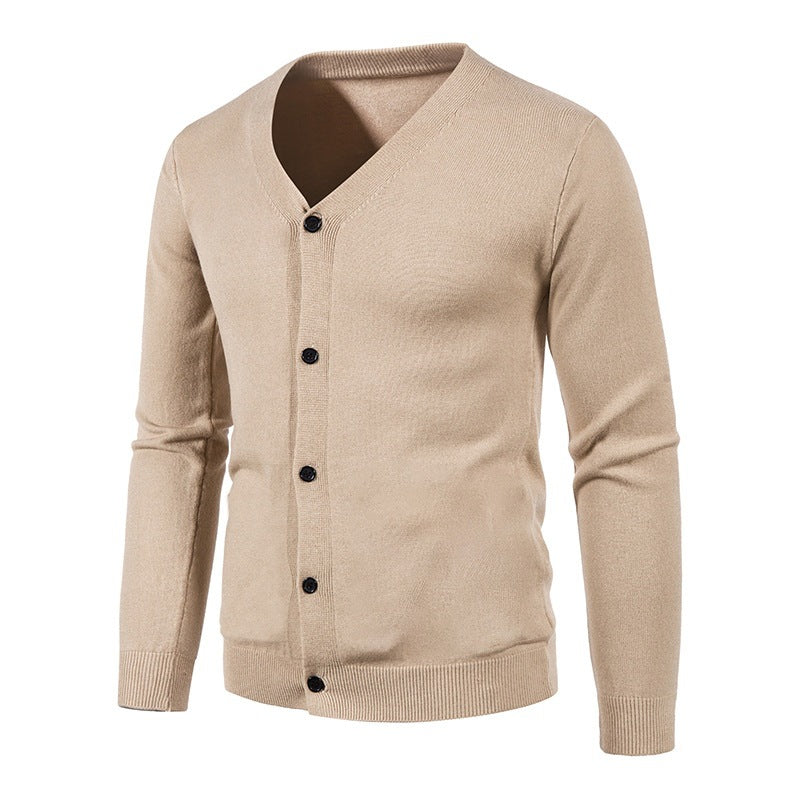 Herren stilvolle Strickjacke mit tiefem V-Ausschnitt und Knopfleiste EB