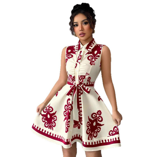 Damen Hemdblusenkleid mit tailliertem Schnitt und dekorativem Bindegürtel EB