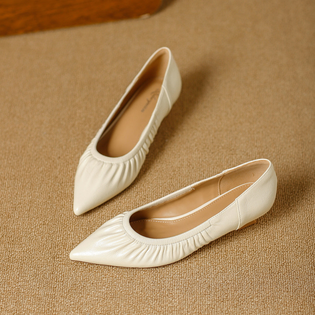 Damen elegante spitze Ballerinas mit raffiniertem Falten-Design EB