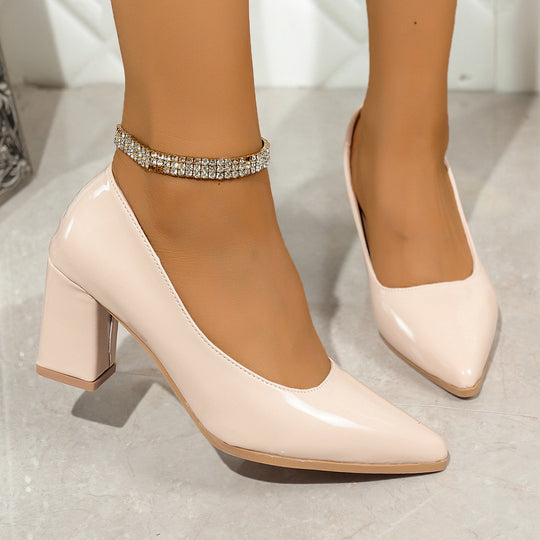 Damen elegante High Heel Pumps mit glänzendem Finish EB