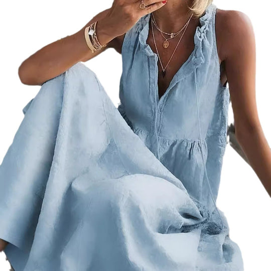 Damen Maxikleid mit romantischem Rüschendetail EB