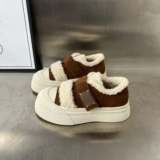 Damen Chunky Sneakers mit warmem Futter und praktischem Klettverschluss EB