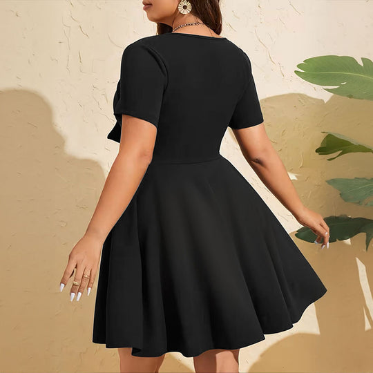 Damen Cocktailkleid mit tiefem V-Ausschnitt und Schleifendetail EB