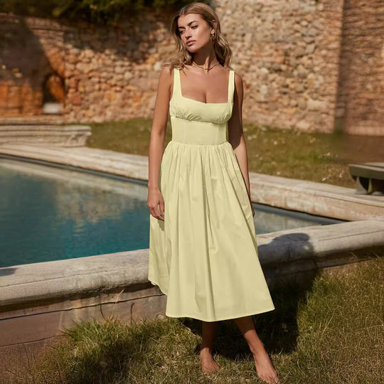 Damen Maxikleid mit elegantem Schnitt und voluminösem Rock EB