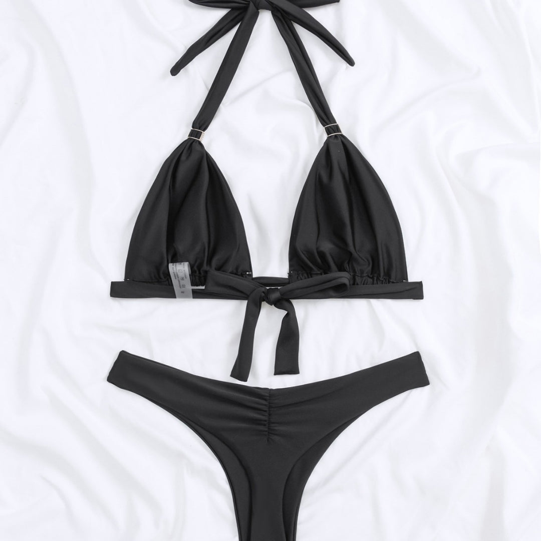 Damen Triangel-Bikini mit elegantem Metallverschluss und hohem Beinausschnitt EB
