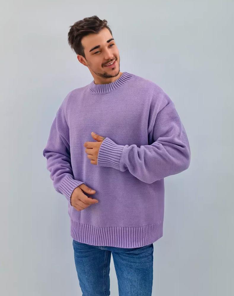 Damen gemütlicher Oversized Pullover mit strukturiertem Rippenmuster und breiten Bündchen EB
