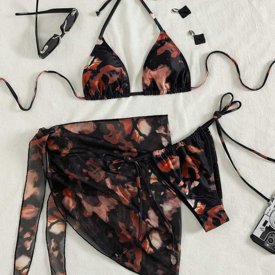 Damen Triangel-Bikini mit transparentem Überwurf EB