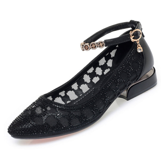 Damen Pump-Sandalen mit dekorativem Riemchen und funkelnden Strassdetails EB