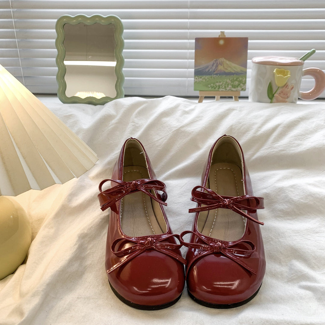 Damen Ballerinas mit elegante Schleifen und beschichtetem Obermaterial EB