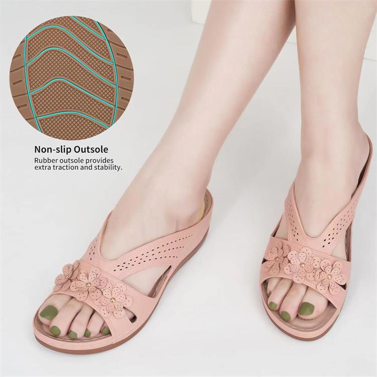 Damen komfortable Riemensandalen mit floralen Applikationen EB
