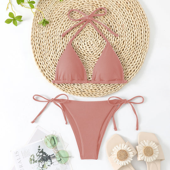Damen Triangel-Bikini mit verstellbaren Schleifen EB