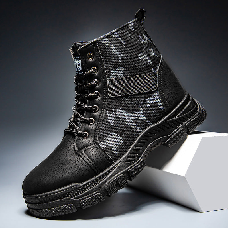 Damen modische camouflierte Ankle Boots mit rutschfester Sohle und elastischem Einsatz EB