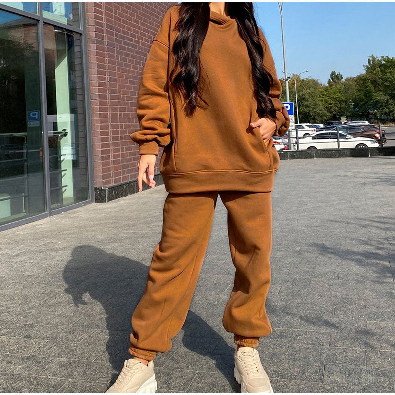 Damen lässiger Jogginganzug mit weichem Material und elastischem Bund EB