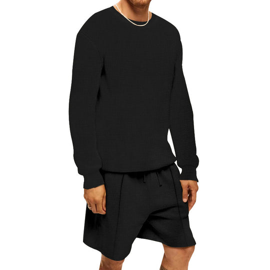 Herren lässiges Sweatshirt- und Shorts-Set mit strukturiertem Design EB