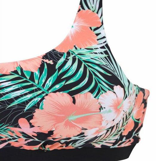 Damen Bikini-Top mit floralem Design und sportlicher Rückenausschnitt EB