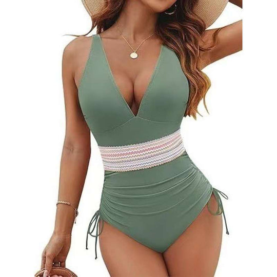 Damen Bikiniset mit hohem Bund und verstellbaren Rüschen EB