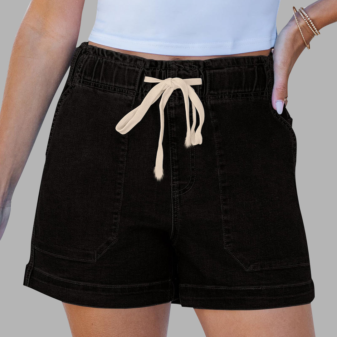Damen bequeme Denim-Shorts mit Gummizug und praktischen Taschen EB