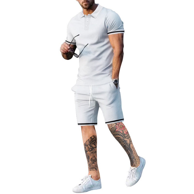 Herren Poloshirt und Shorts-Set mit sportlichen Akzenten EB