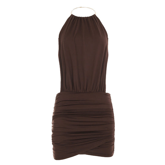 Damen elegantes Minikleid mit schickem Ringverschluss EB