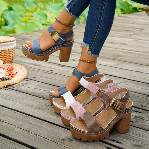 Damen Plateau-Sandalen mit elegantem Riemendesign und komfortabler Sohle EB