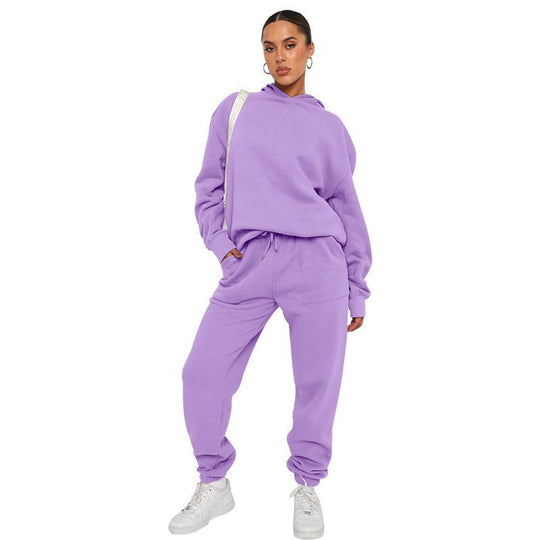 Damen nan oversized Kapuzen-Loungewear-Set mit Kängurutasche und elastischem Knöchelabschluss EB
